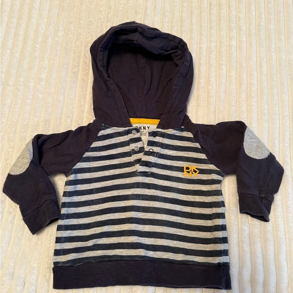 DKNY Kids Hoodie - Black and Gray Stripes